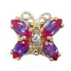 N360 14K MQ/PS CREATED ALEXANDRITE 1 DIAMOND SLIDE 